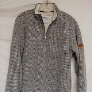 Men's Orvis Brighton 1/4 Zip Sweater in Grey Marled Jaquard- Size Medium